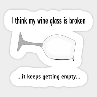 Broken wine glass - red wine for light bg Sticker